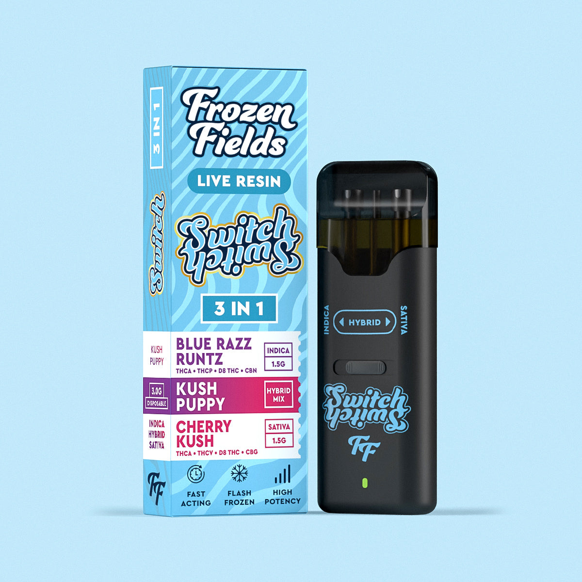 Frozen Field THCA -THCP-D8 THC Switch 3-in-1 Disposable Vape (3g)