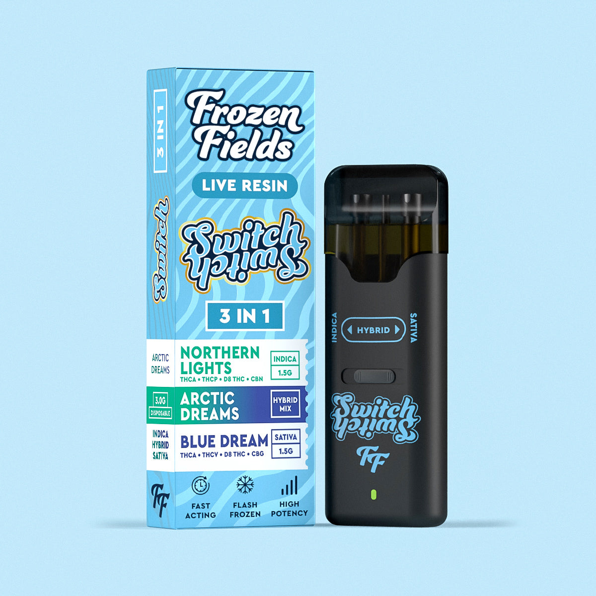 Frozen Field THCA -THCP-D8 THC Switch 3-in-1 Disposable Vape (3g)