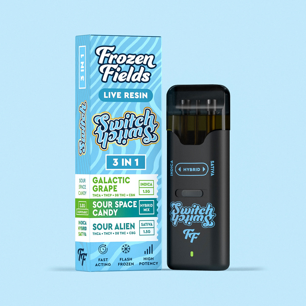 Frozen Field THCA -THCP-D8 THC Switch 3-in-1 Disposable Vape (3g)